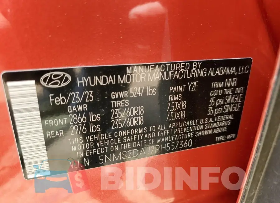5NMS2DAJ2PH557360 Photo# 13