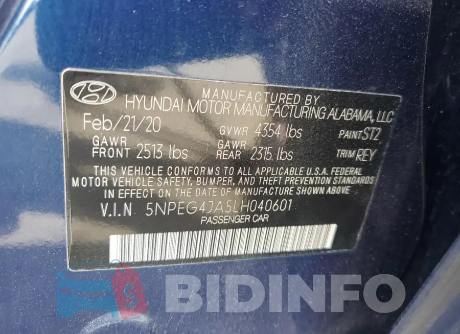 5NPEG4JA5LH040601 Photo# 12