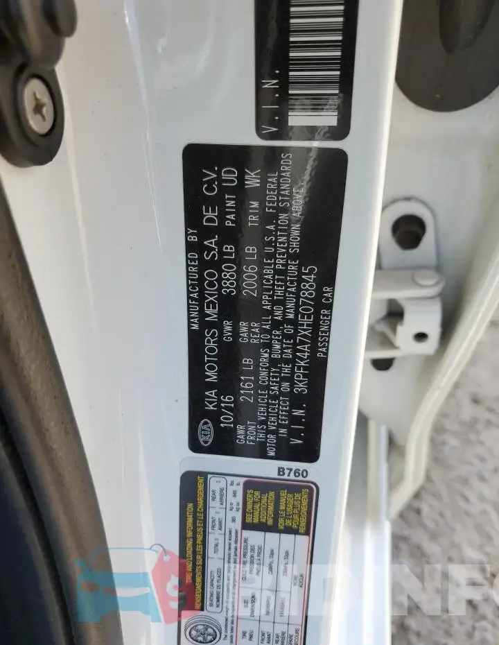 3KPFK4A7XHE078845 Photo# 12