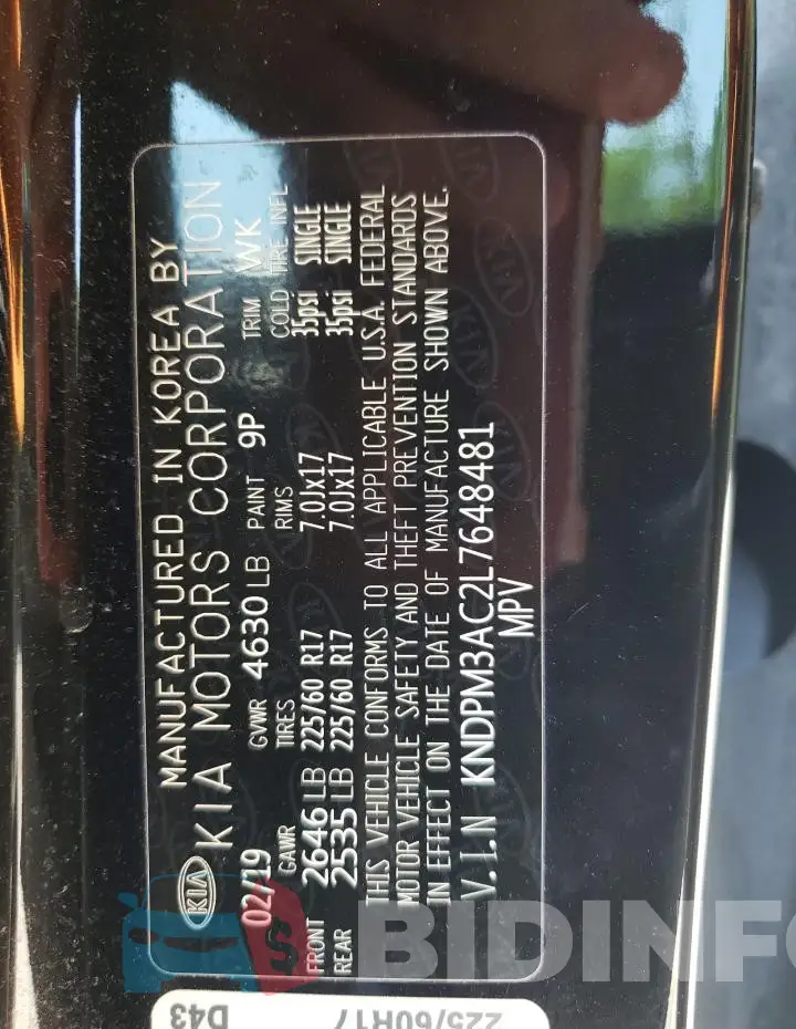 KNDPM3AC2L7648481 Photo# 13