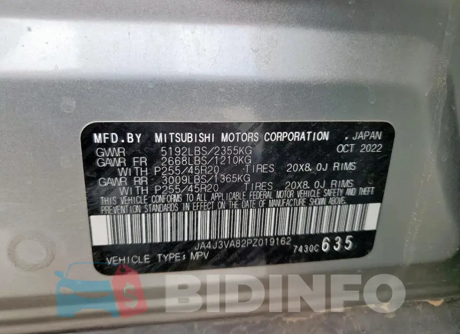 JA4J3VA82PZ019162 Photo# 13