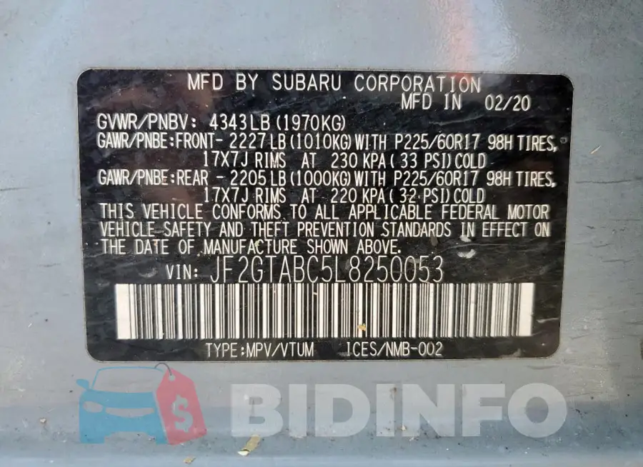 JF2GTABC5L8250053 Photo# 13