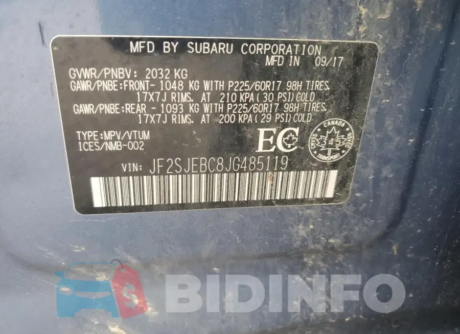 JF2SJEBC8JG485119 Photo# 13
