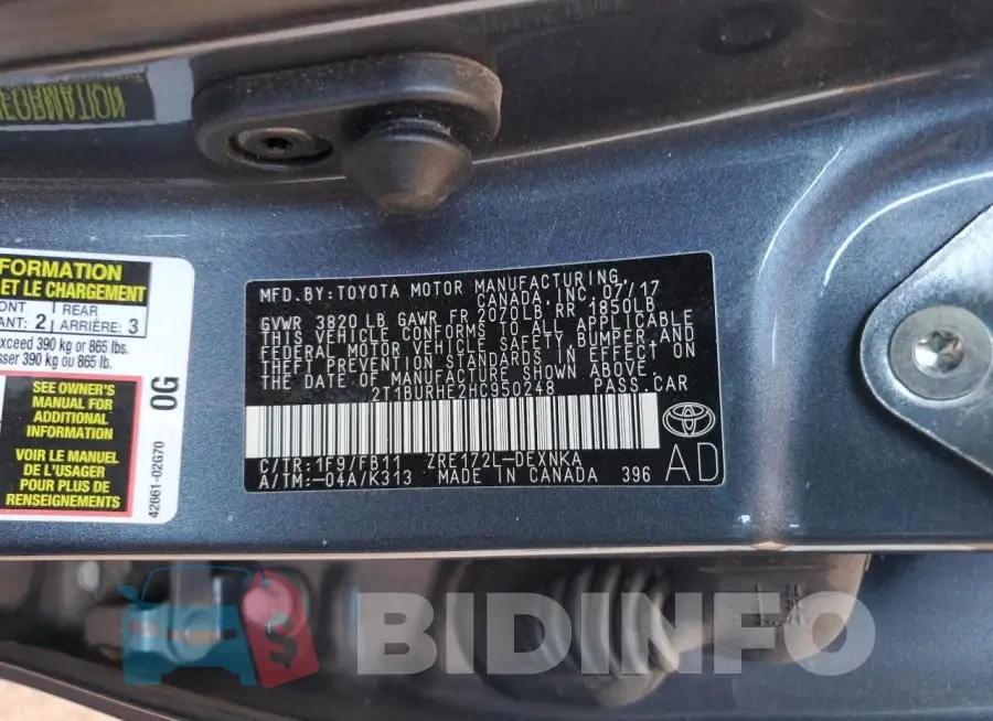 2T1BURHE2HC950248 Photo# 12