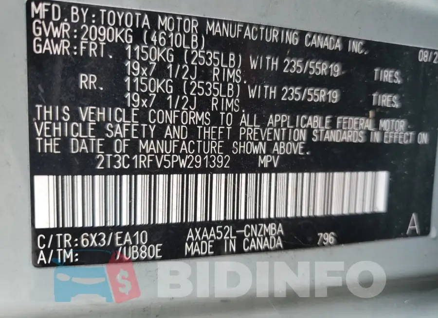 2T3C1RFV5PW291392 Photo# 14