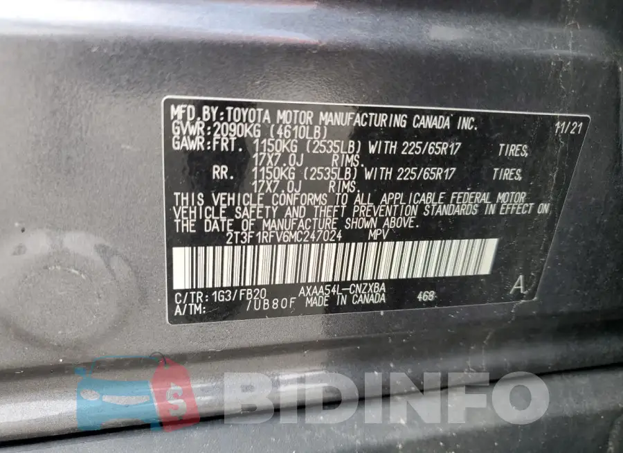 2T3F1RFV6MC247024 Photo# 13
