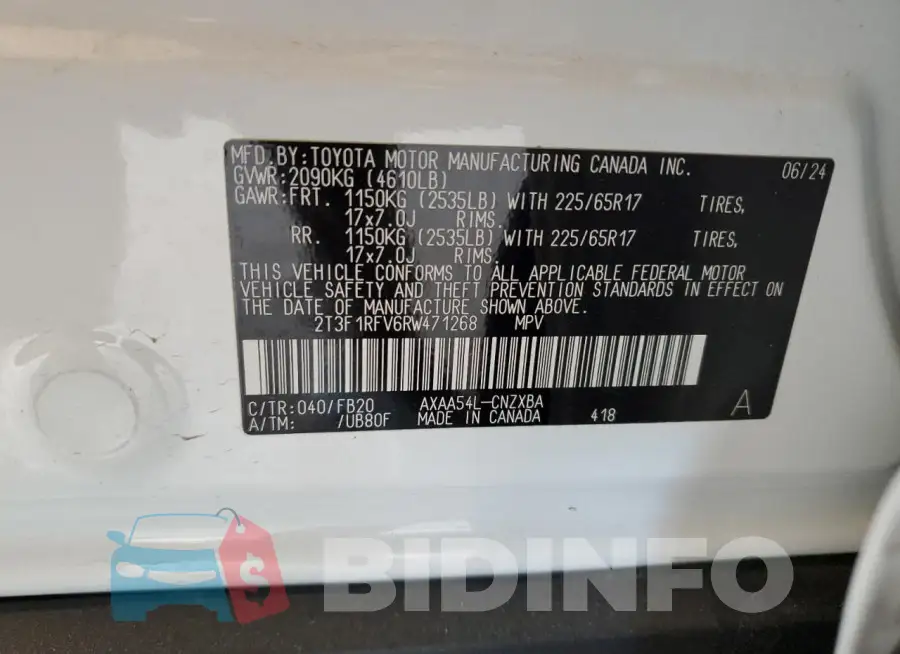2T3F1RFV6RW471268 Photo# 14