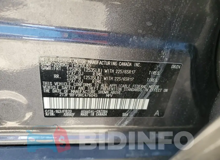 2T3F1RFV9RC476045 Photo# 12