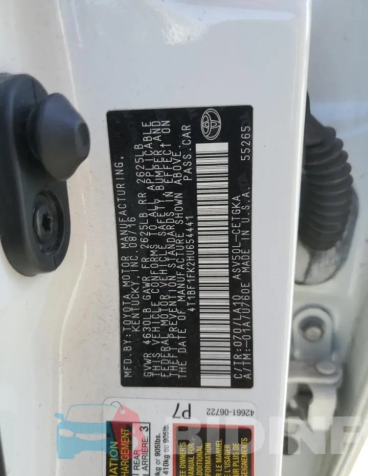 4T1BF1FK2HU654441 Photo# 12