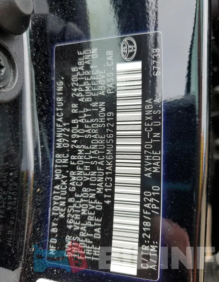 4T1C31AK6MU567219 Photo# 12