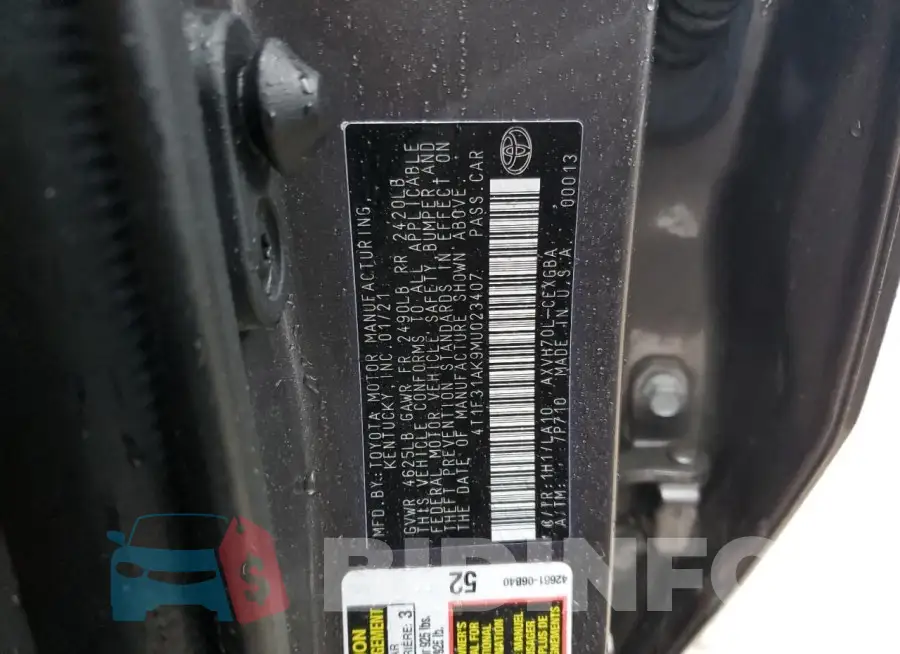 4T1F31AK9MU023407 Photo# 12