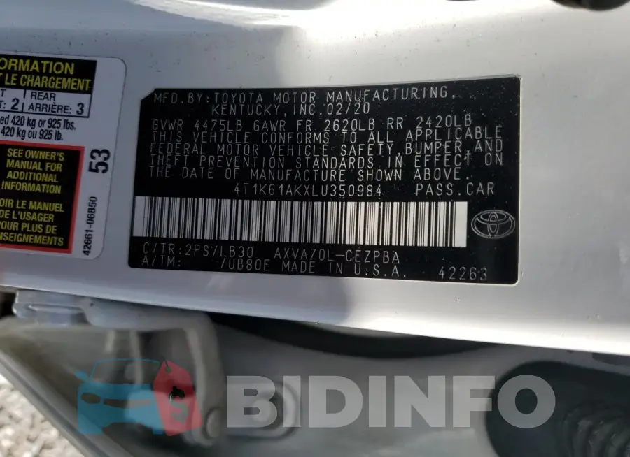 4T1K61AKXLU350984 Photo# 12