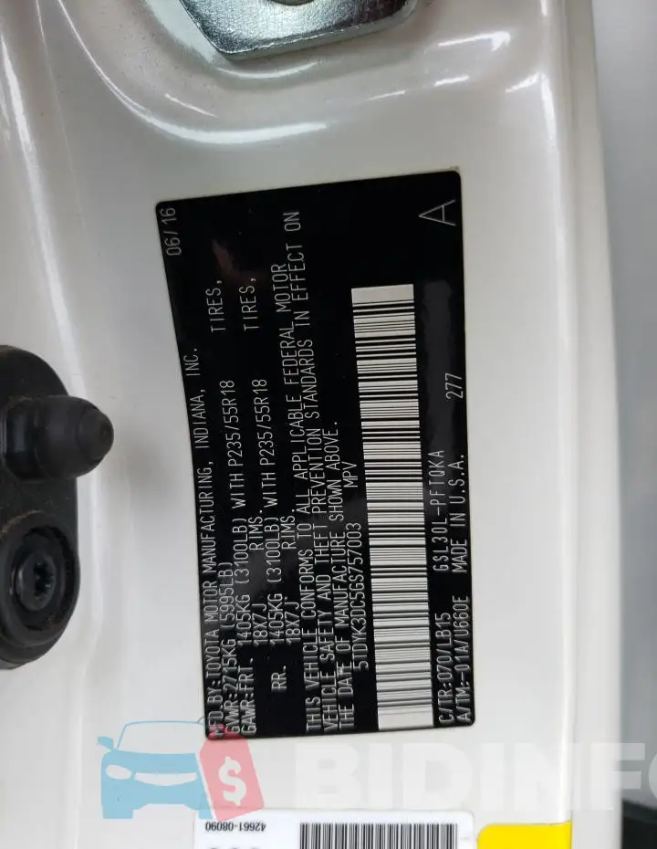 5TDYK3DC5GS757003 Photo# 13