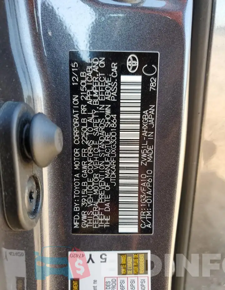 JTDKARFUXG3001864 Photo# 12