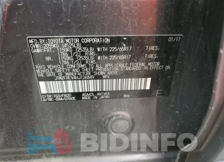 JTMZFREV4HJ126849 Photo# 12