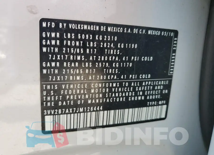 3VV2B7AX7JM126444 Photo# 13