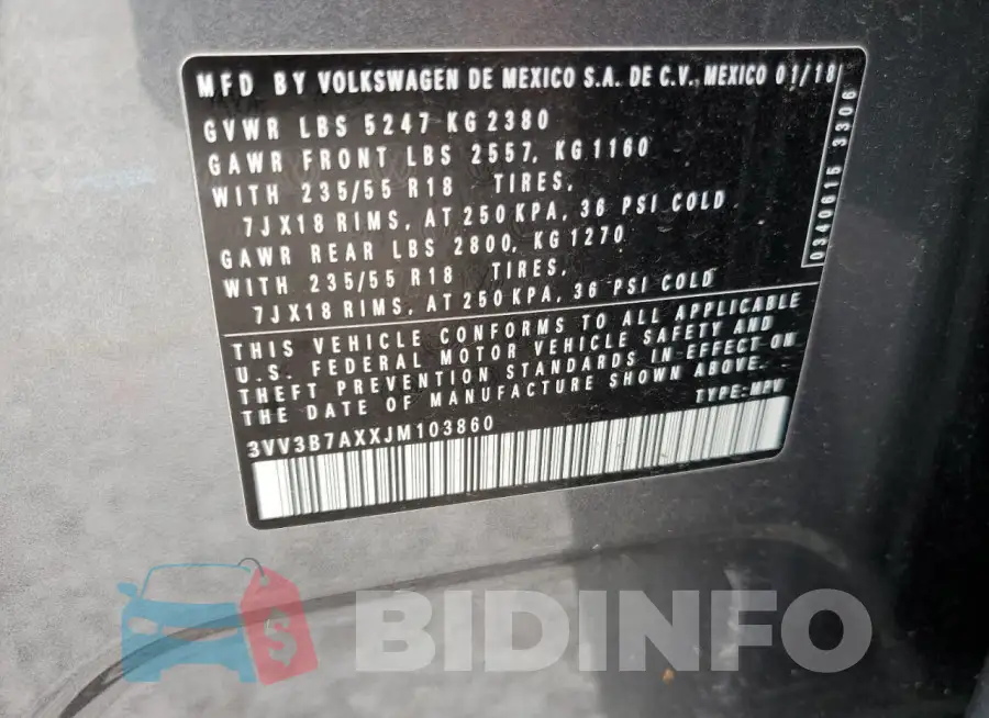 3VV3B7AXXJM103860 Photo# 13