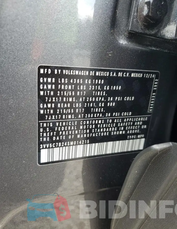 3VV5C7B24SM014215 Photo# 13