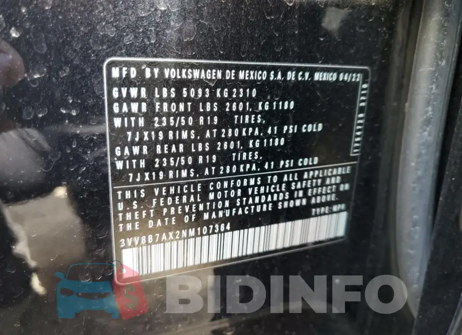 3VV8B7AX2NM107364 Photo# 13