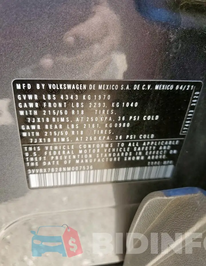 3VVRX7B28NM007536 Photo# 13