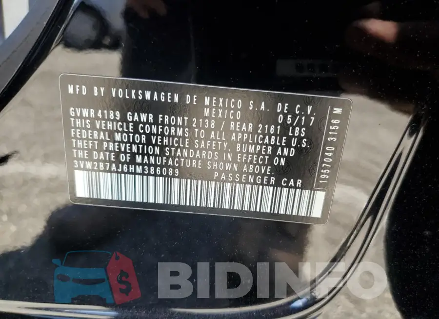 3VW2B7AJ6HM386089 Photo# 12