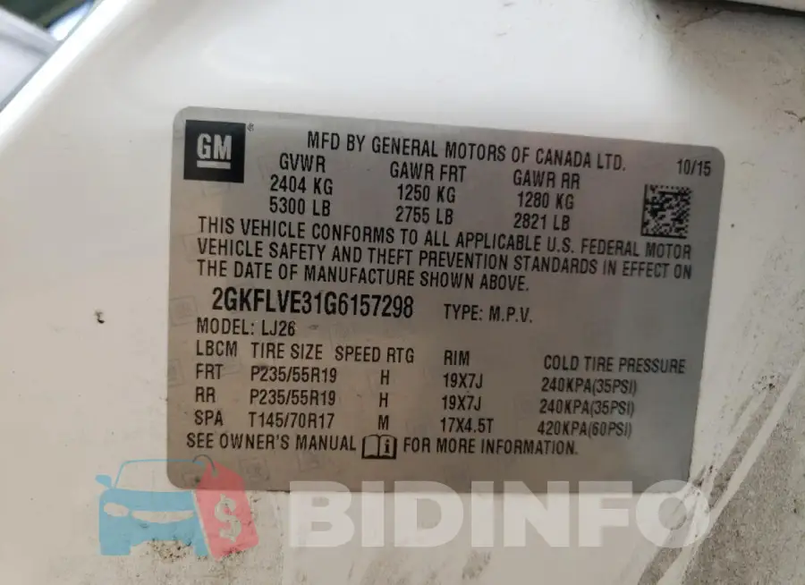 2GKFLVE31G6157298 Photo# 13