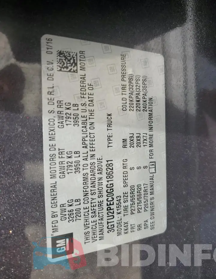 3GTU2PEC0GG186281 Photo# 12