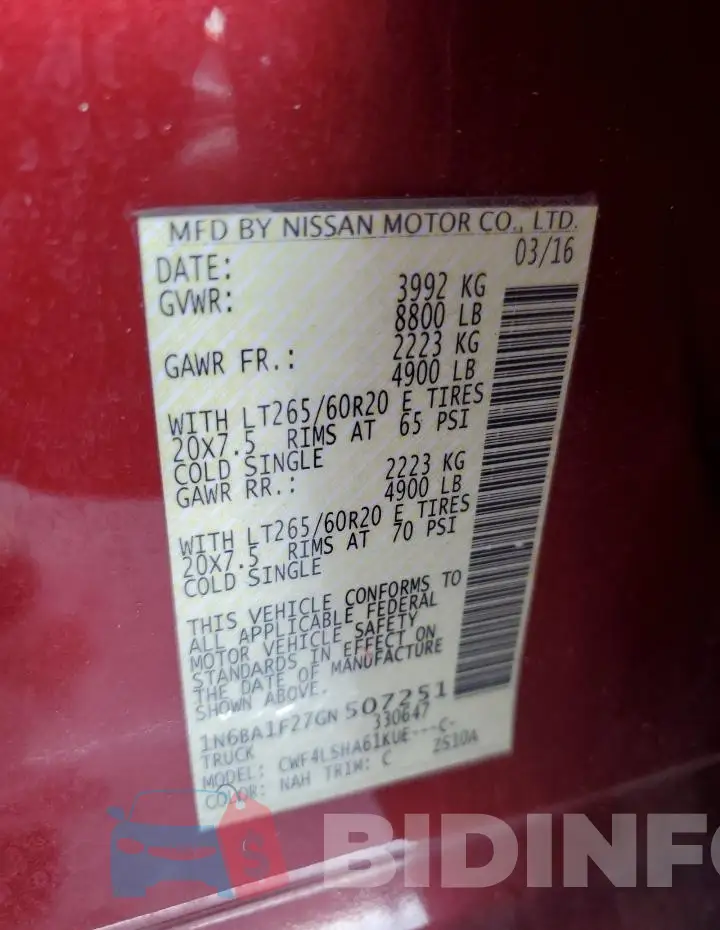1N6BA1F27GN507251 Photo# 13