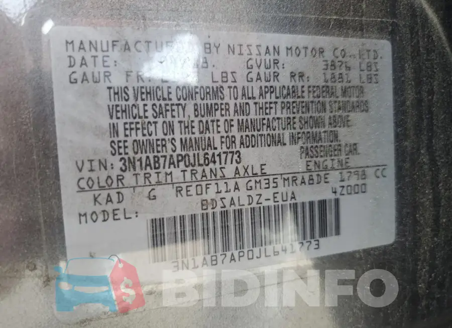 3N1AB7AP0JL641773 Photo# 12