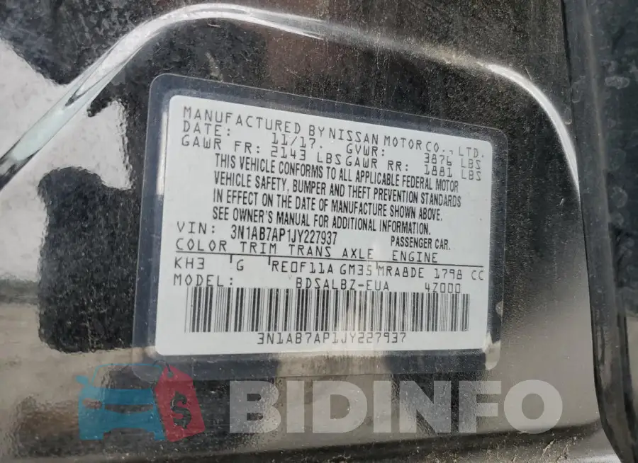 3N1AB7AP1JY227937 Photo# 12