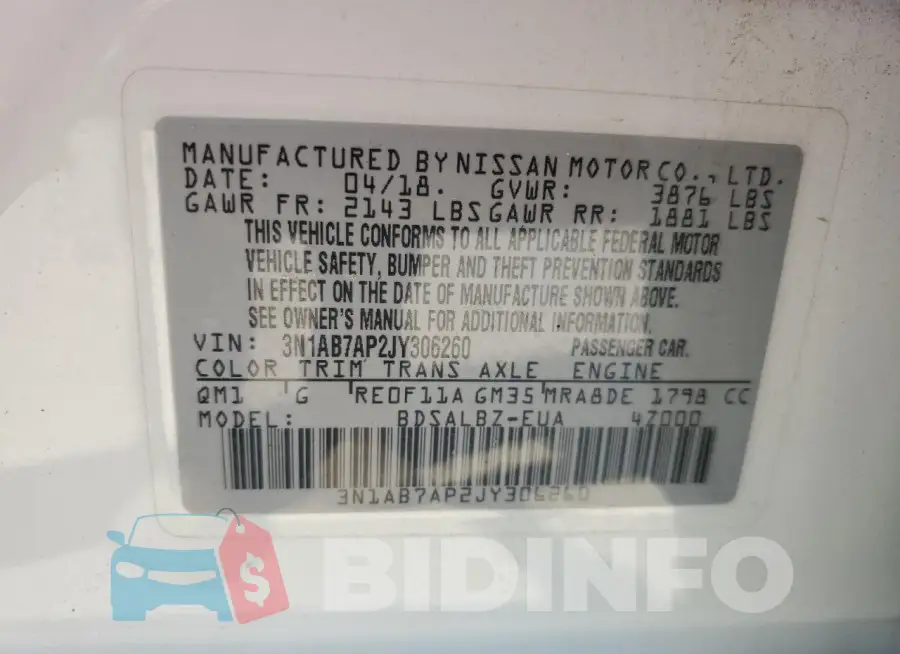 3N1AB7AP2JY306260 Photo# 12