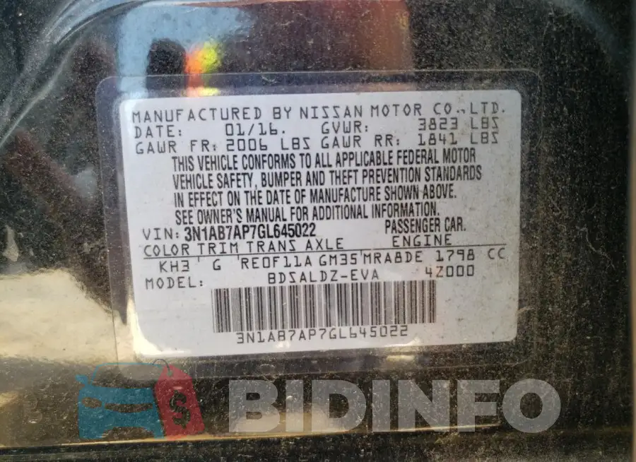3N1AB7AP7GL645022 Photo# 13