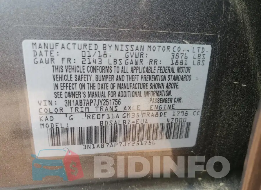 3N1AB7AP7JY251756 Photo# 13