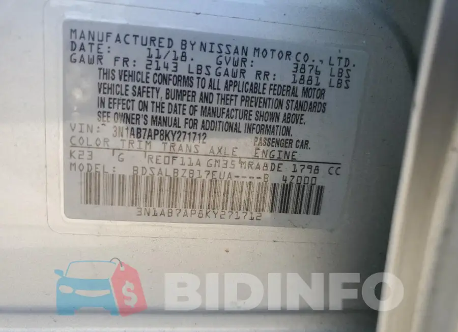 3N1AB7AP8KY271712 Photo# 13
