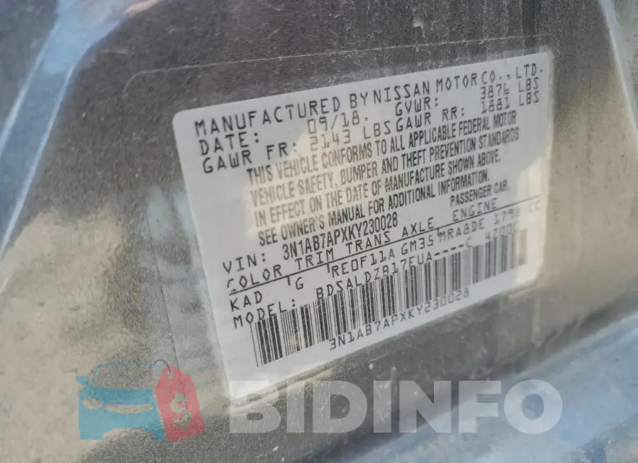 3N1AB7APXKY230028 Photo# 13