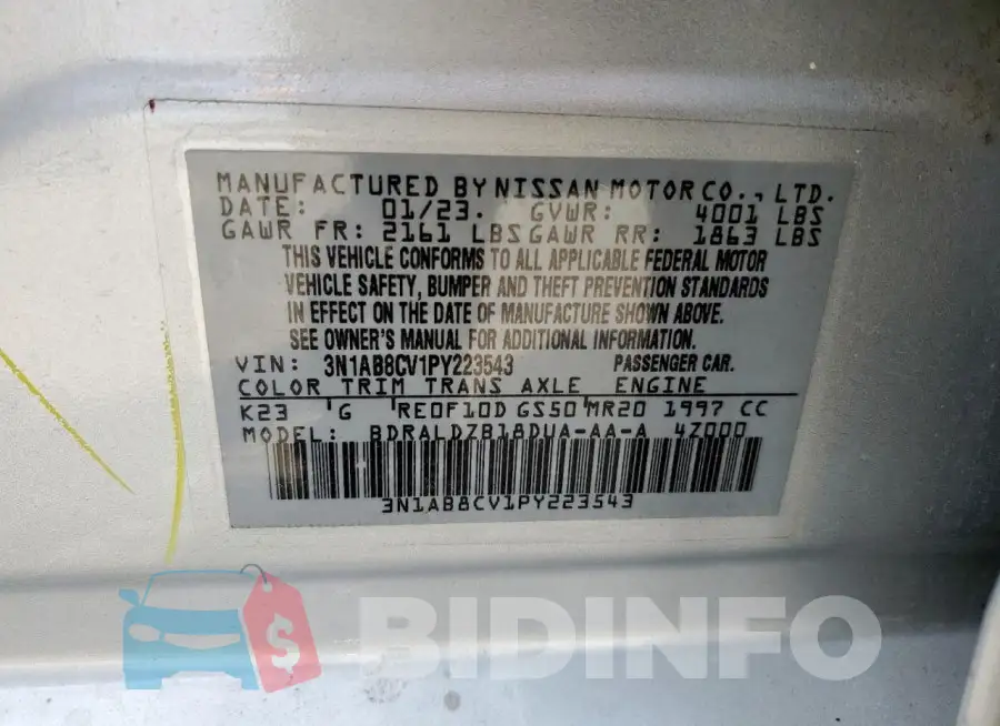 3N1AB8CV1PY223543 Photo# 12