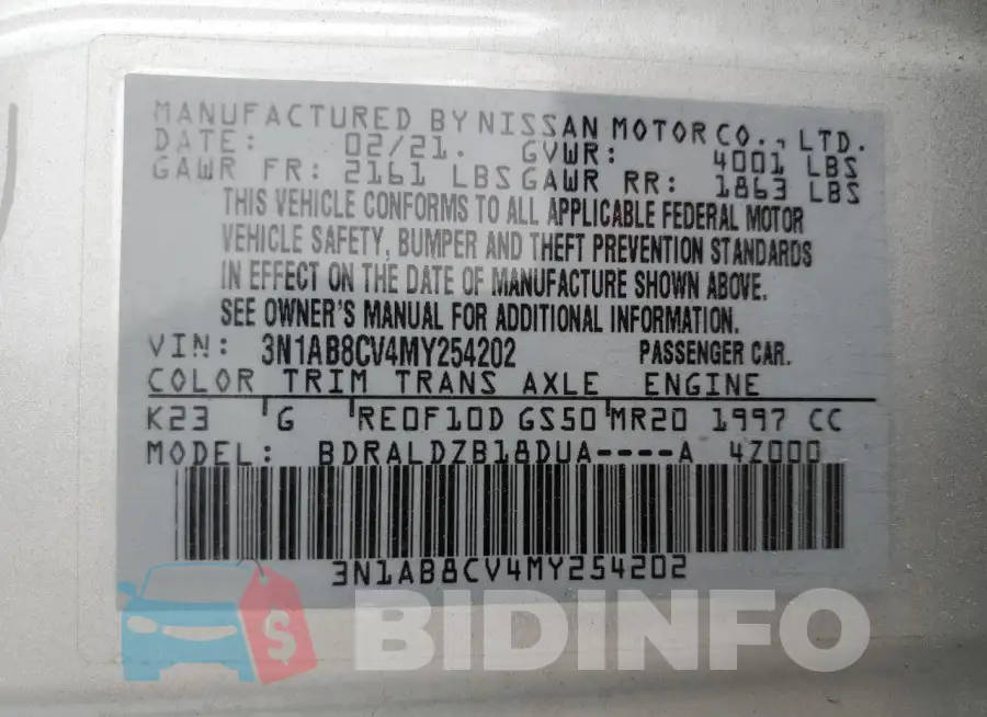 3N1AB8CV4MY254202 Photo# 12