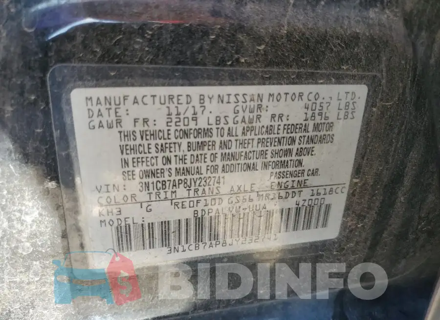 3N1CB7AP8JY232741 Photo# 12