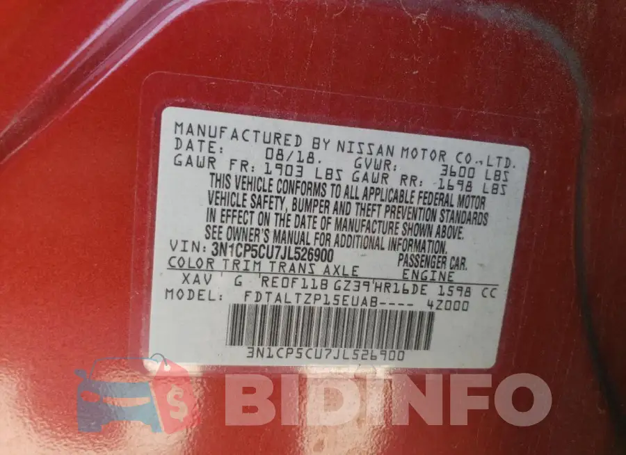 3N1CP5CU7JL526900 Photo# 12