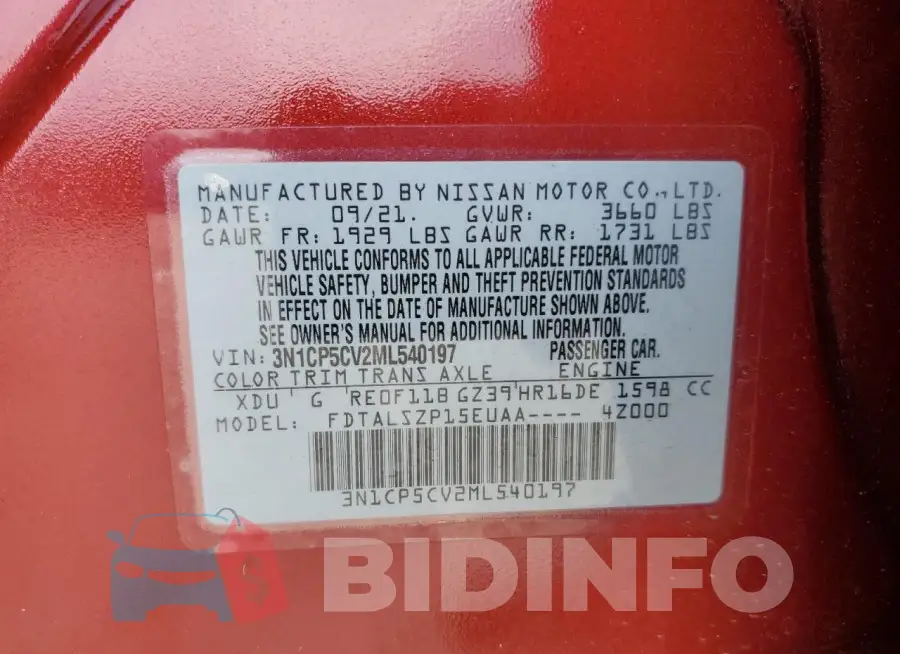 3N1CP5CV2ML540197 Photo# 13