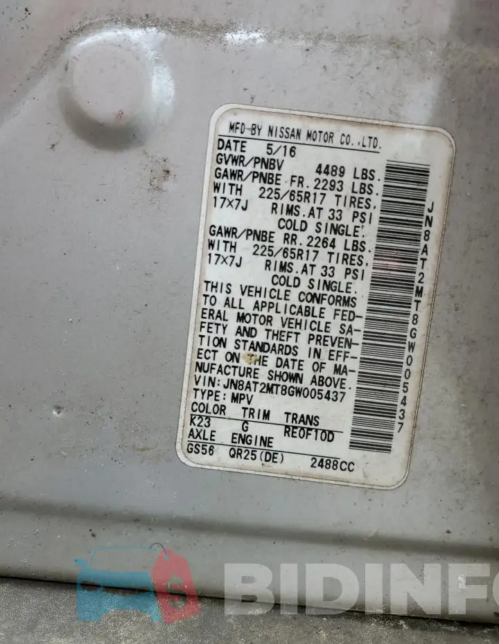 JN8AT2MT8GW005437 Photo# 13