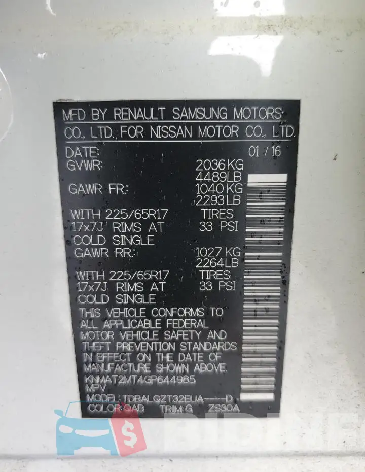KNMAT2MT4GP644985 Photo# 13