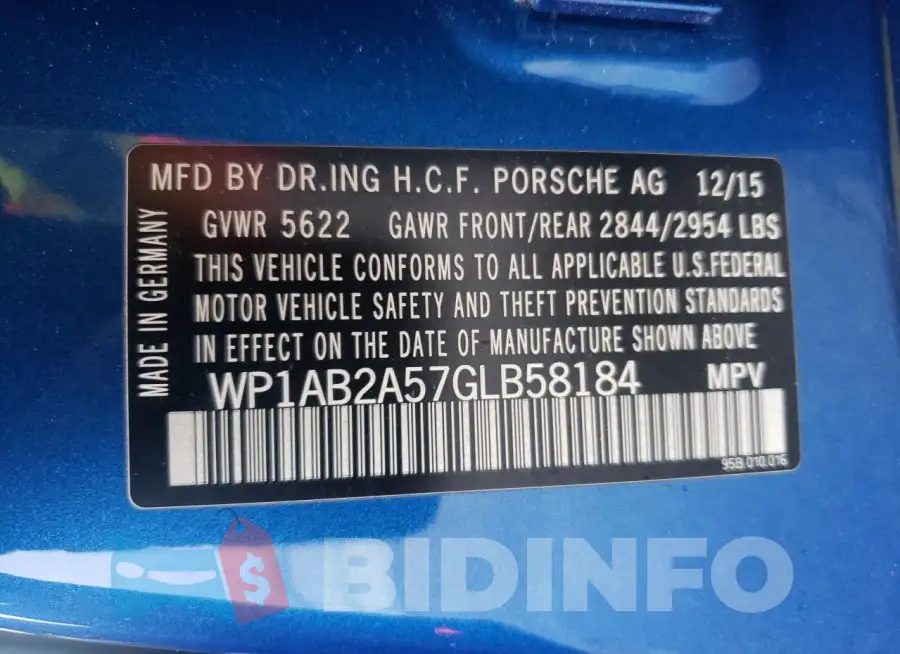 WP1AB2A57GLB58184 Photo# 13