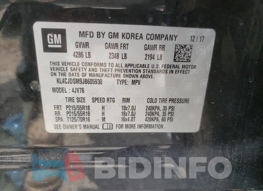 KL4CJDSM9JB605930 Photo# 13
