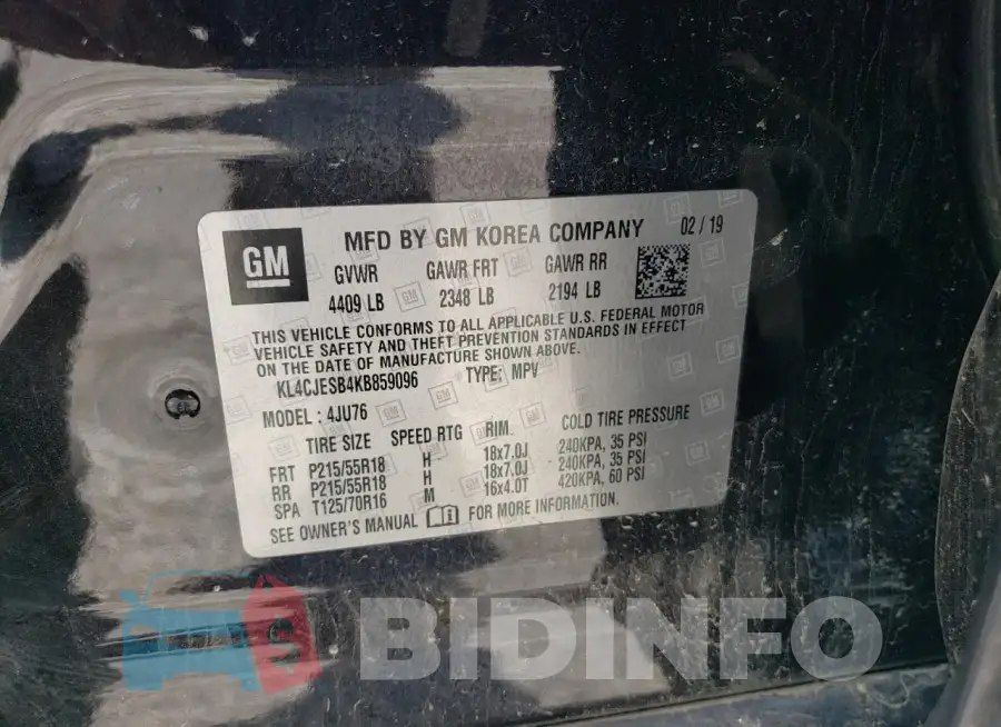 KL4CJESB4KB859096 Photo# 13