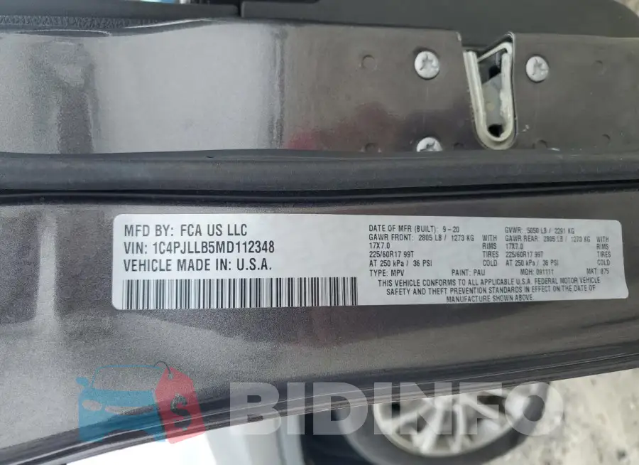 1C4PJLLB5MD112348 Photo# 14