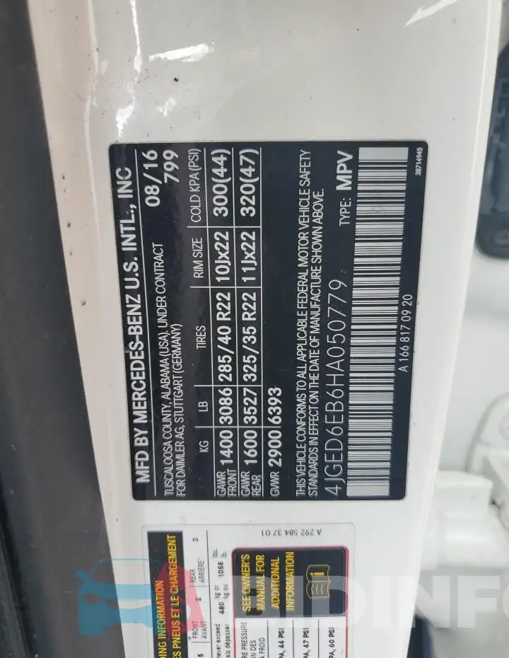 4JGED6EB6HA050779 Photo# 13