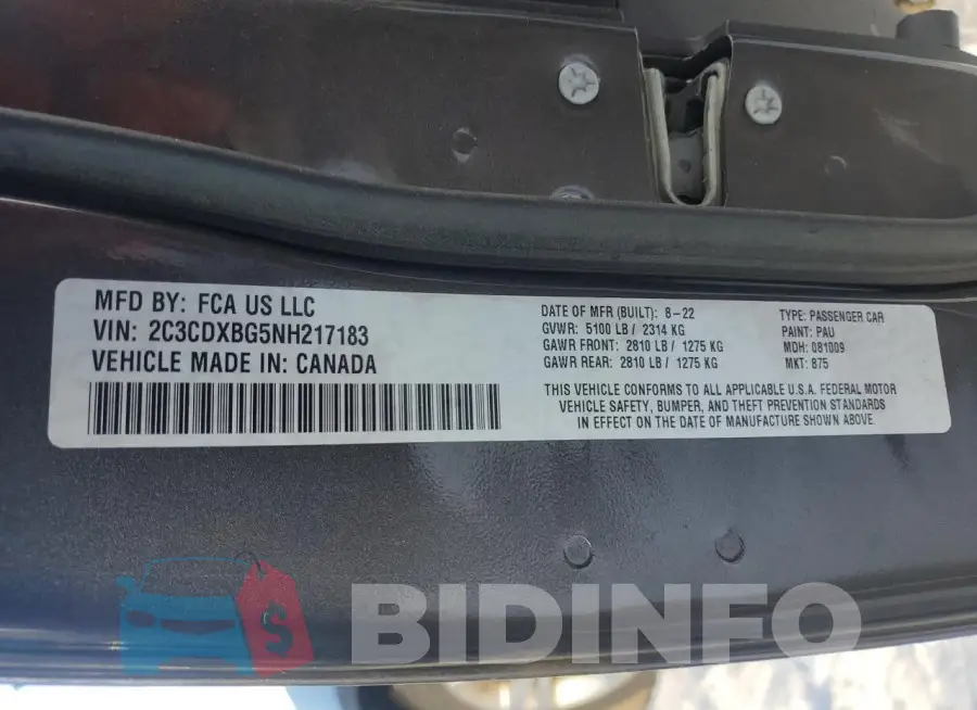 2C3CDXBG5NH217183 Photo# 12