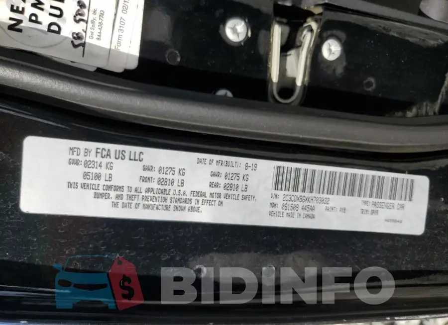2C3CDXBGXKH703032 Photo# 12
