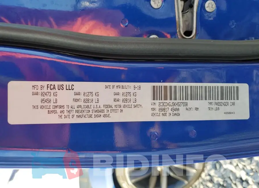 2C3CDXGJ5KH527558 Photo# 13
